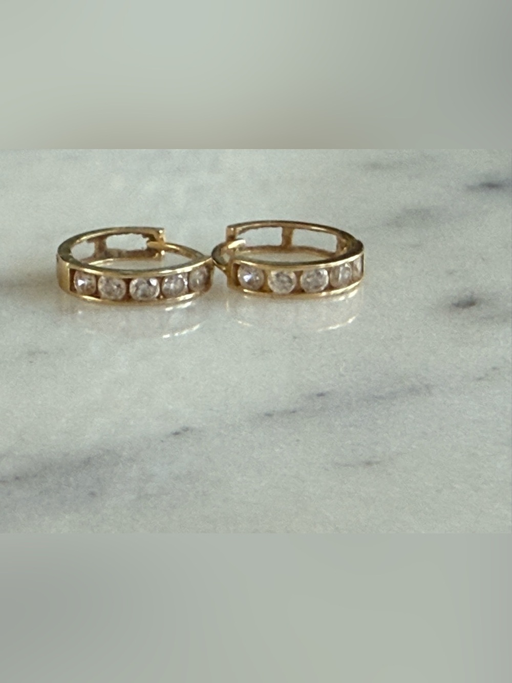 14k Yellow Gold Huggie Hoops, Diamond Single Stud & Blue Sapphire Evil Eye Stud
